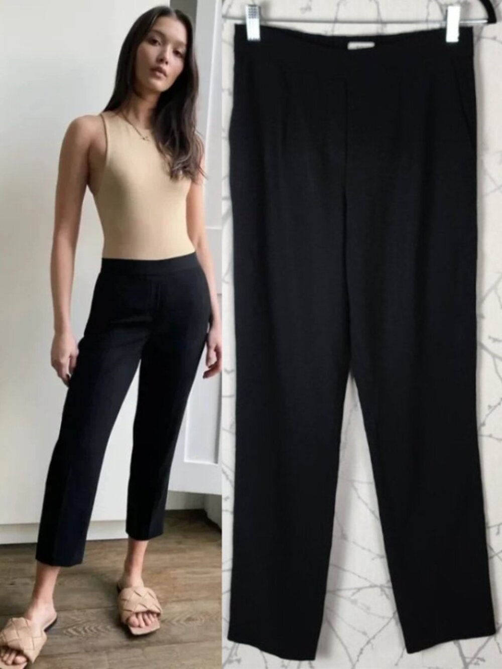 Babaton Black Crepe Pull On Slim Leg Conan Ankle Pants